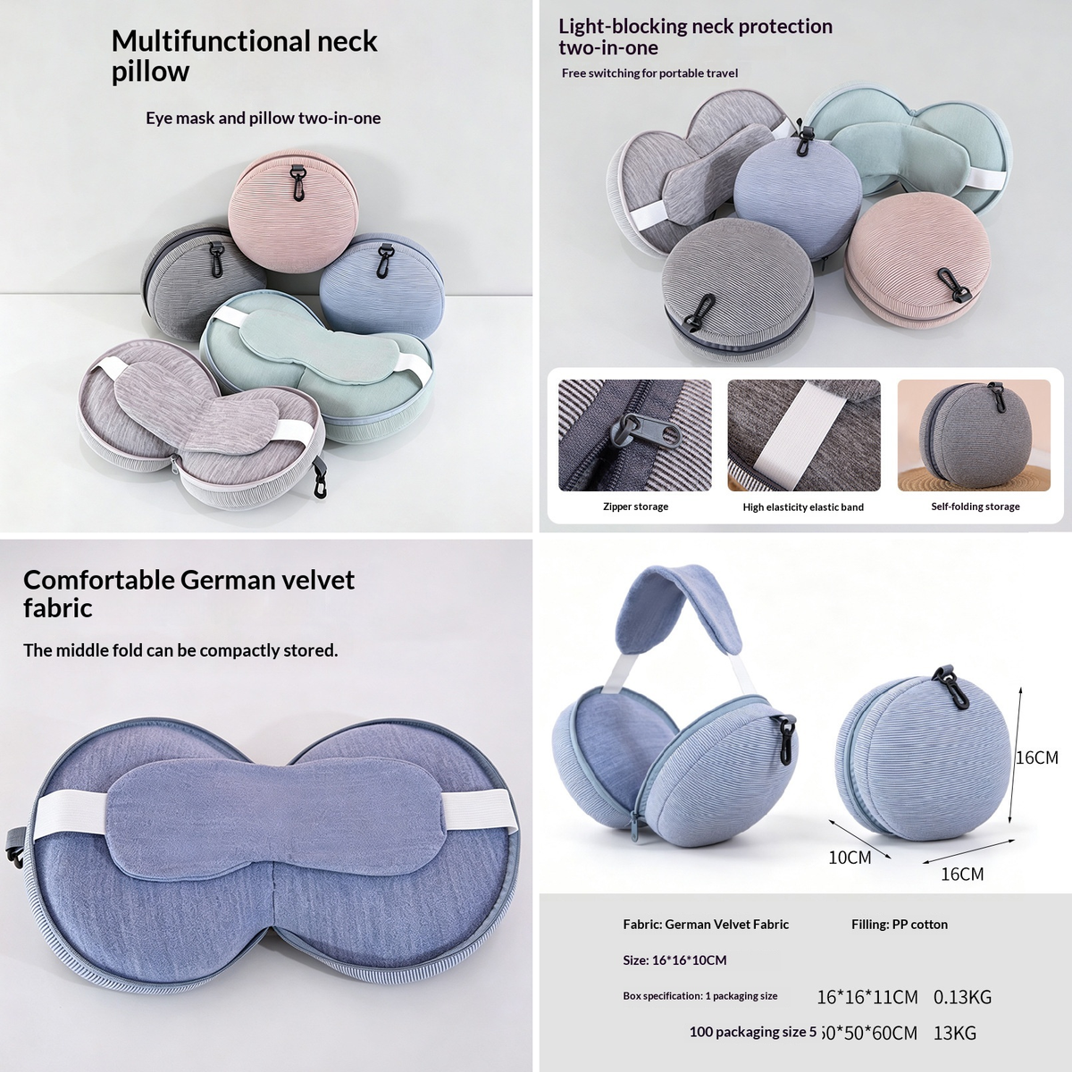 2-in-1 Neck Pillow Eye Mask With Storage Pouch